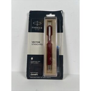 Vintage Parker Vector Standard CT Fountain Pen, Red Body, BLUE INK FREE SHIPPING